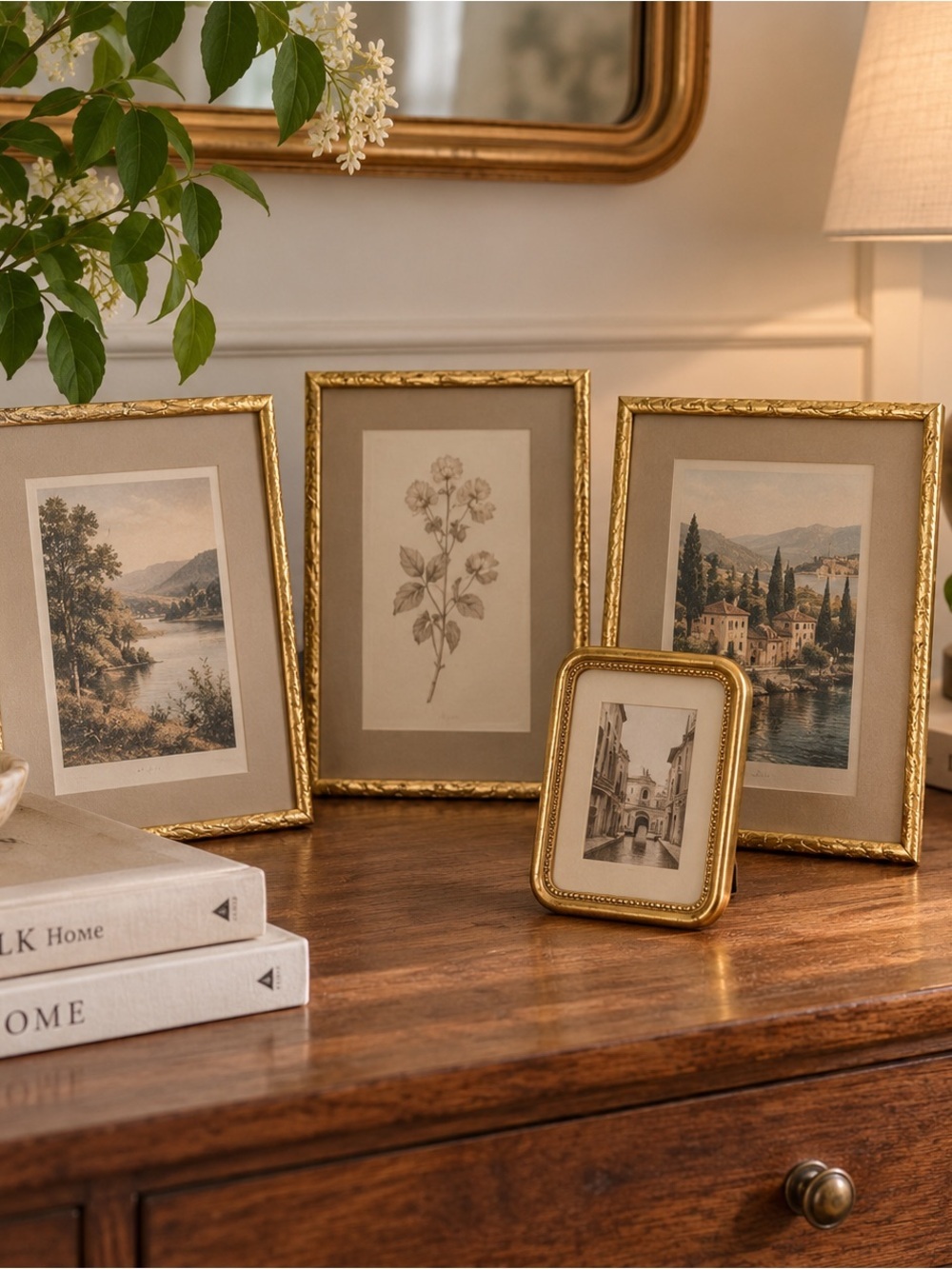 Bella Lux Gold Tone Picture Frames Set of 4 Brass Look Home Decor Vintage 8x10